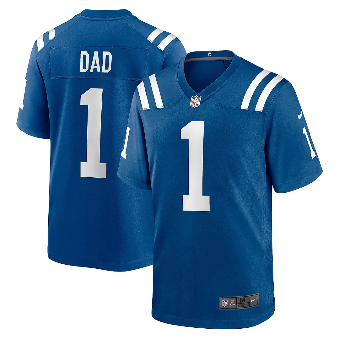 Zennovawear Men's Indianapolis Colts Number 1 Dad Royal Game Jersey