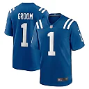 Zennovawear Men's Indianapolis Colts Number 1 Groom Royal Game Jersey