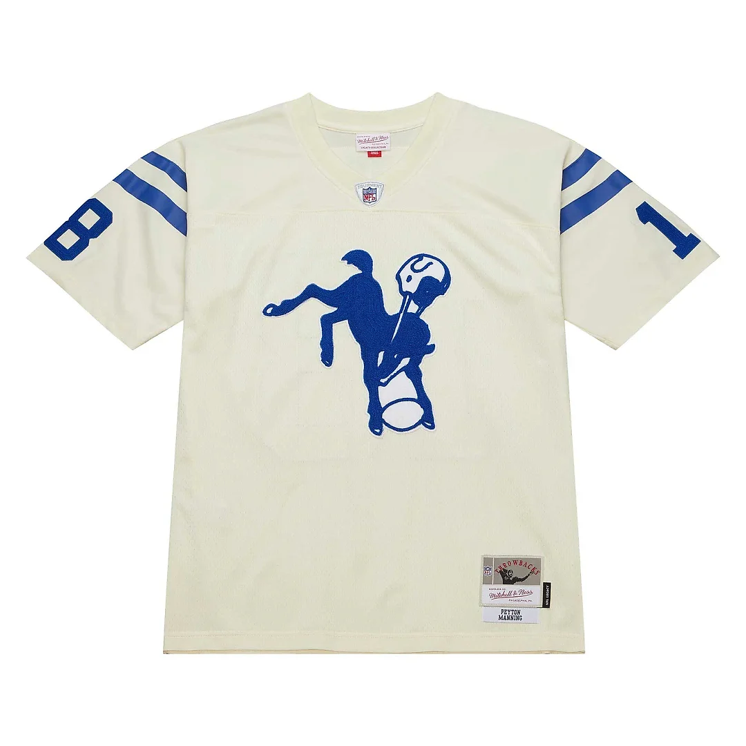 Zennovawear Men's Indianapolis Colts Peyton Manning Mitchell & Ness Cream Chainstitch Legacy Jersey