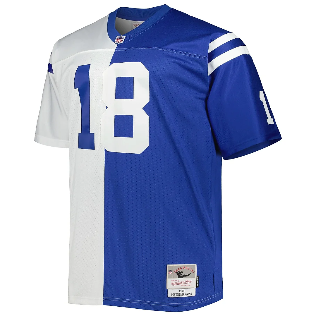 Zennovawear Men's Indianapolis Colts Peyton Manning Mitchell & Ness White/Royal Big & Tall Split Legacy Retired Player Jersey