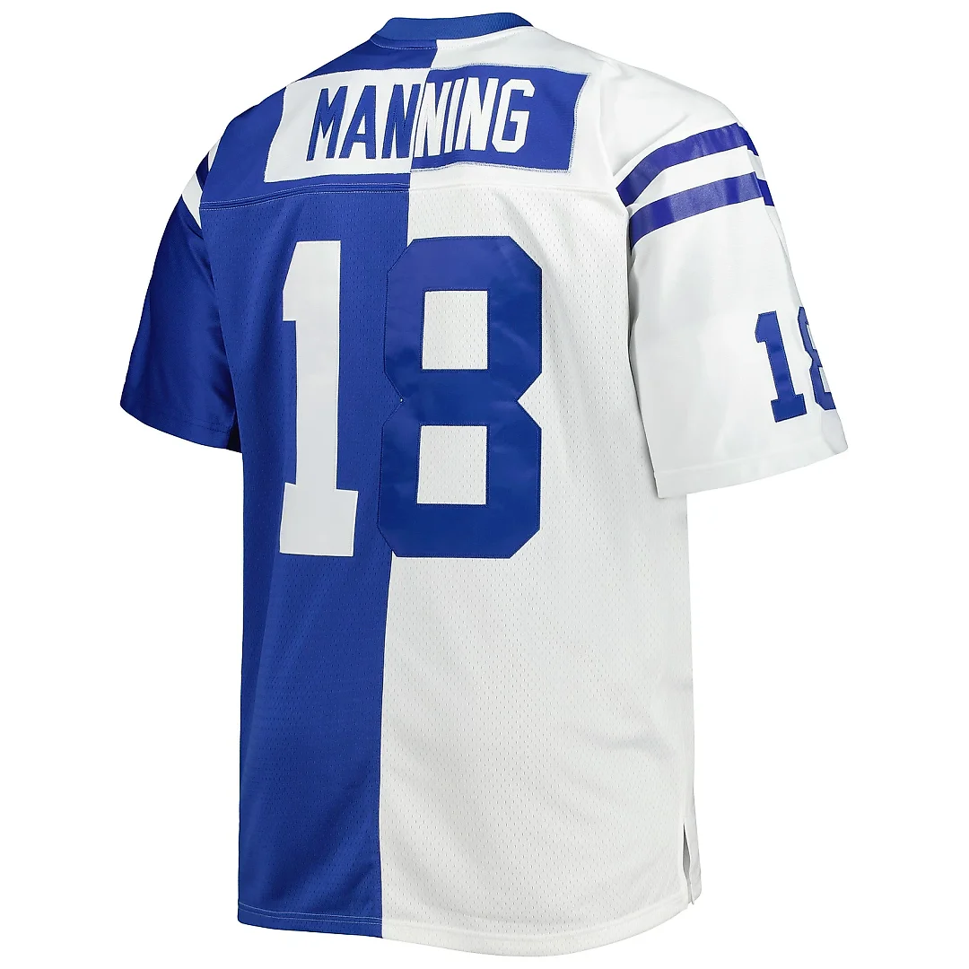 Zennovawear Men's Indianapolis Colts Peyton Manning Mitchell & Ness White/Royal Big & Tall Split Legacy Retired Player Jersey