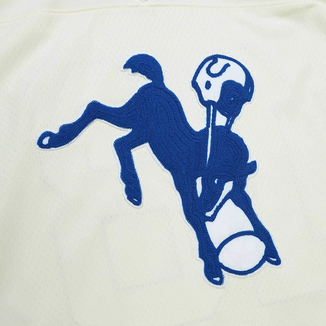 Zennovawear Men's Indianapolis Colts Peyton Manning Mitchell & Ness Cream Chainstitch Legacy Jersey