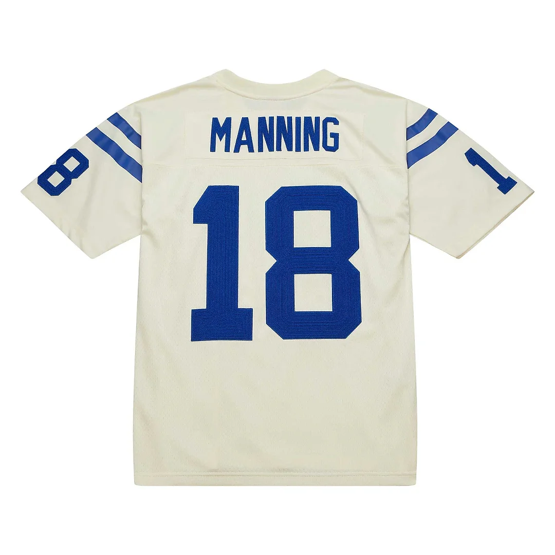 Zennovawear Men's Indianapolis Colts Peyton Manning Mitchell & Ness Cream Chainstitch Legacy Jersey