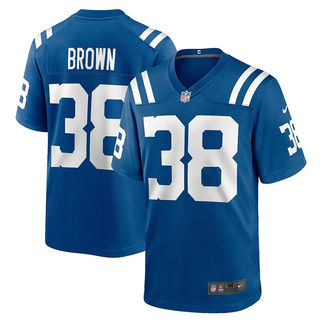 Zennovawear Men's Indianapolis Colts Pharaoh Brown Royal Game Player Jersey