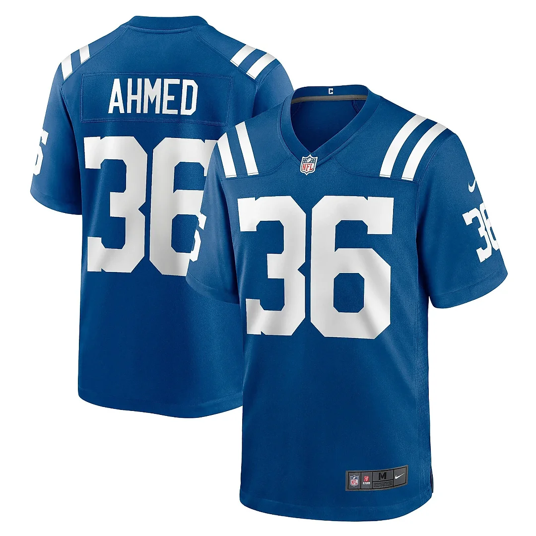 Zennovawear Men's Indianapolis Colts Salvon Ahmed Royal Team Game Jersey