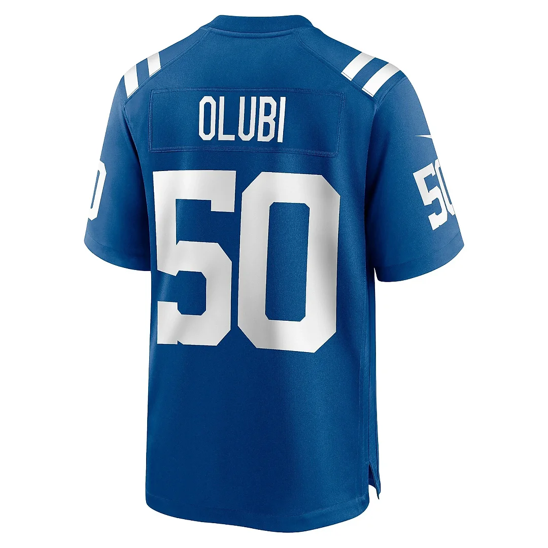 Zennovawear Men's Indianapolis Colts Segun Olubi Royal Game Player Jersey