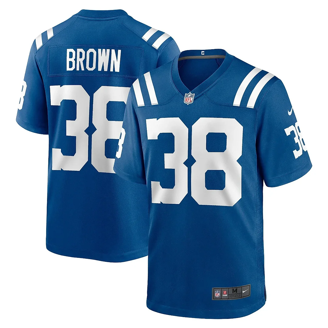 Zennovawear Men's Indianapolis Colts Tony Brown Royal Player Game Jersey