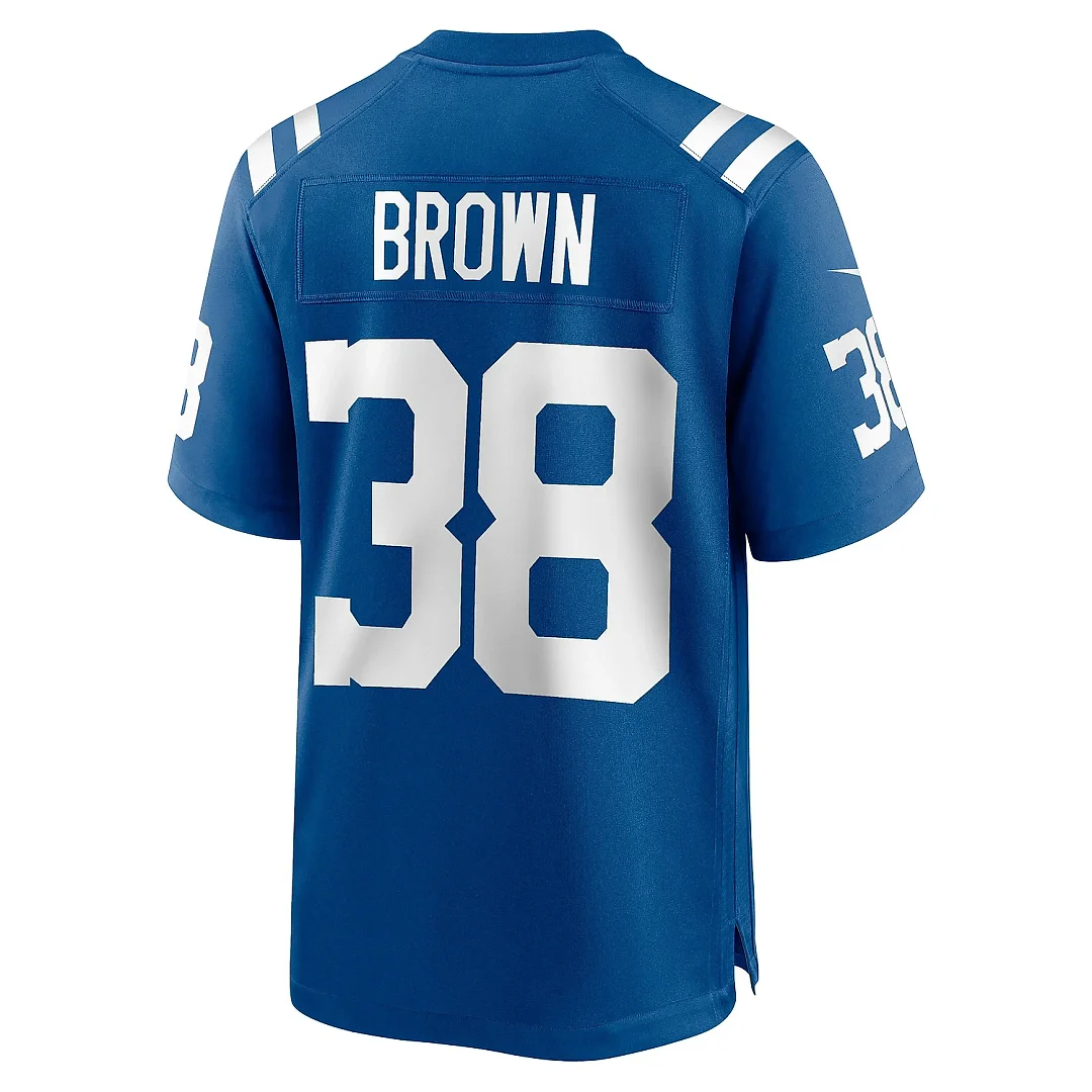 Zennovawear Men's Indianapolis Colts Tony Brown Royal Player Game Jersey