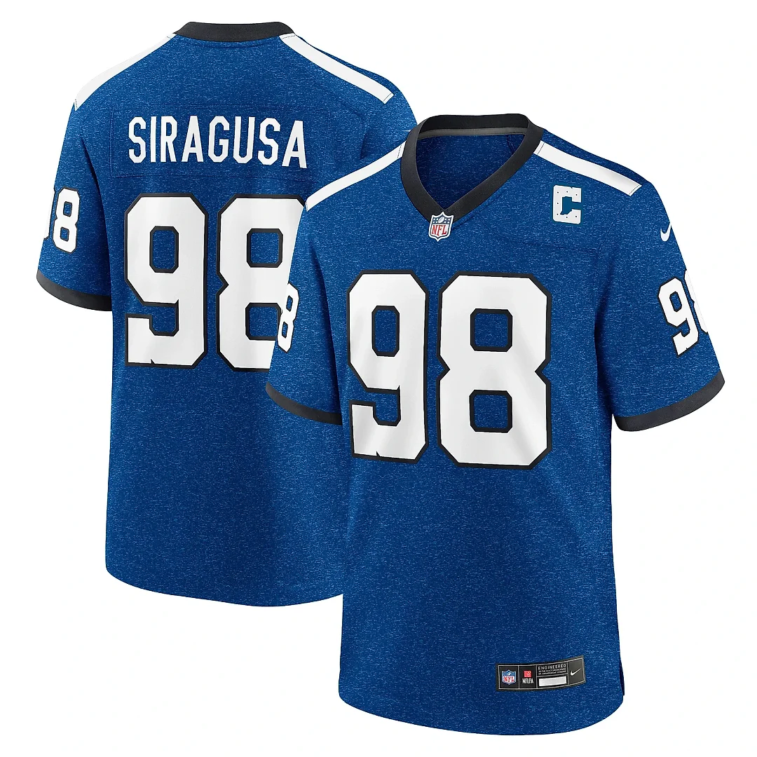 Zennovawear Men's Indianapolis Colts Tony Siragusa Royal Indiana Nights Alternate Game Jersey