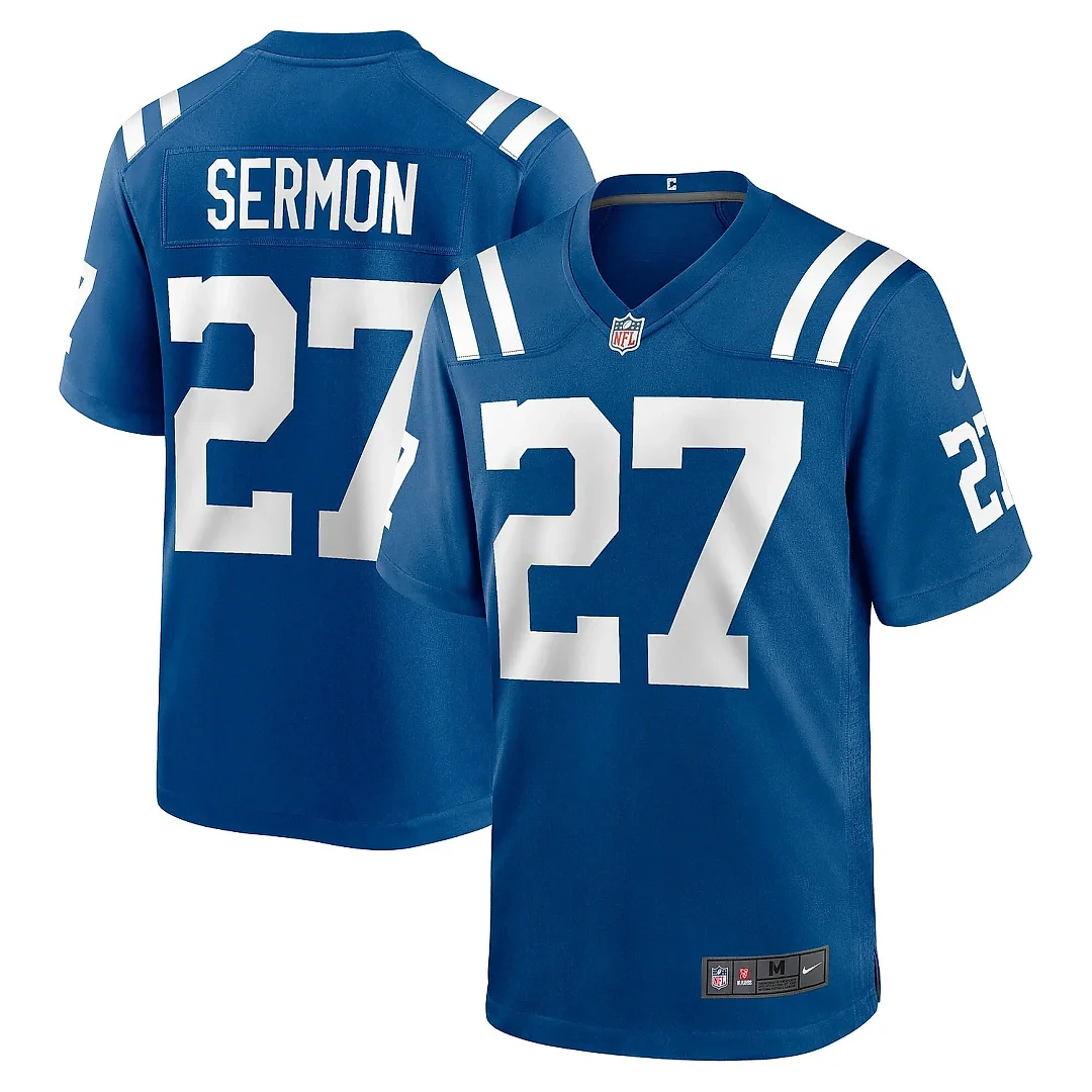 Zennovawear Men's Indianapolis Colts Trey Sermon Royal Game Jersey