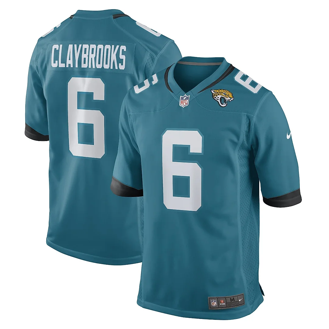 Zennovawear Men's Jacksonville Jaguars Chris Claybrooks Teal Game Player Jersey