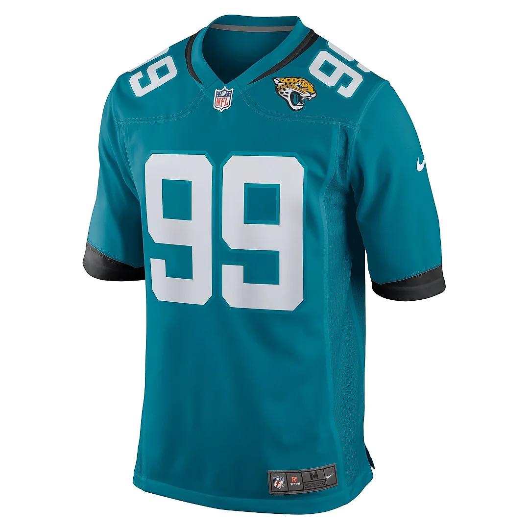 Zennovawear Men's Jacksonville Jaguars Jeremiah Ledbetter Teal Home Game Player Jersey