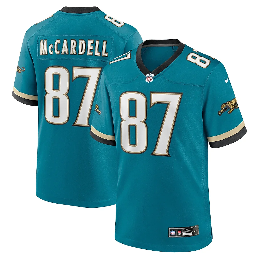 Zennovawear Men's Jacksonville Jaguars Keenan McCardell Teal Prowler Throwback Retired Player Game Jersey