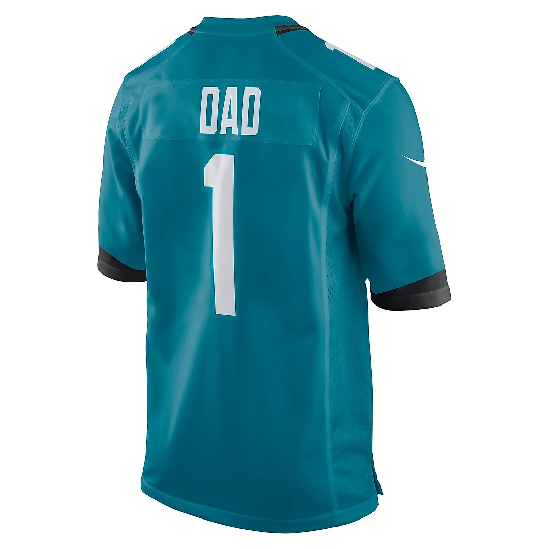 Zennovawear Men's Jacksonville Jaguars Number 1 Dad Teal Game Jersey