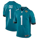 Zennovawear Men's Jacksonville Jaguars Number 1 Dad Teal Game Jersey
