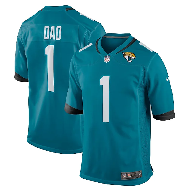 Zennovawear Men's Jacksonville Jaguars Number 1 Dad Teal Game Jersey