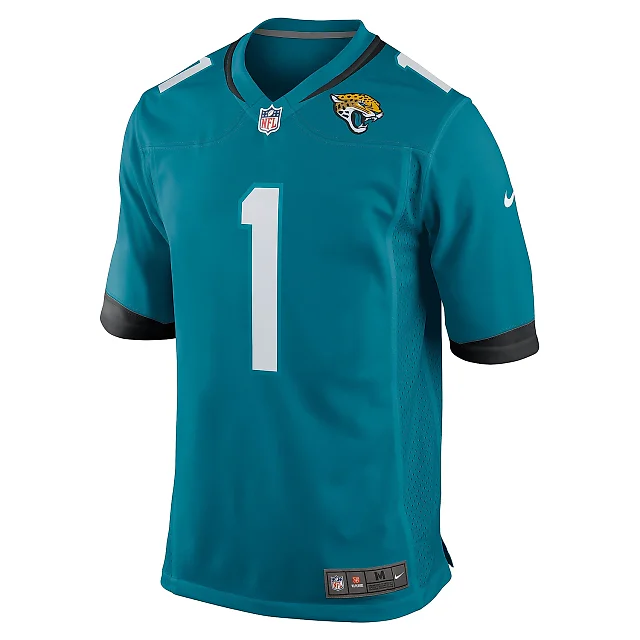 Zennovawear Men's Jacksonville Jaguars Number 1 Dad Teal Game Jersey