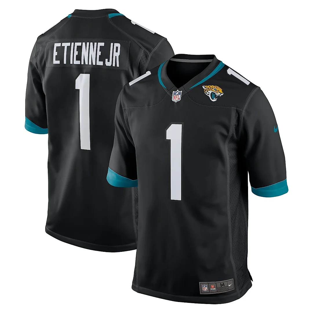 Zennovawear Men's Jacksonville Jaguars Travis Etienne Black Game Jersey