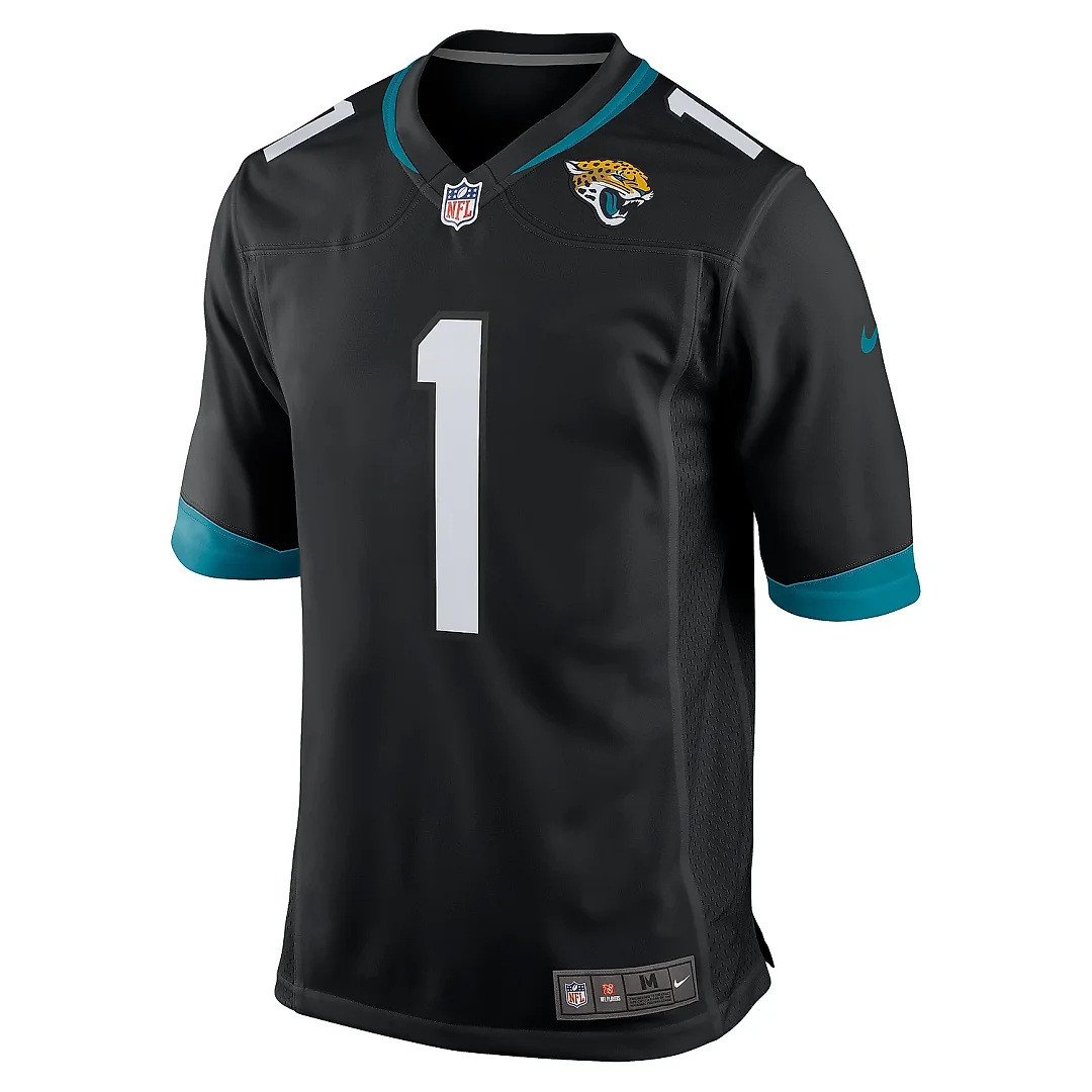 Zennovawear Men's Jacksonville Jaguars Travis Etienne Black Game Jersey