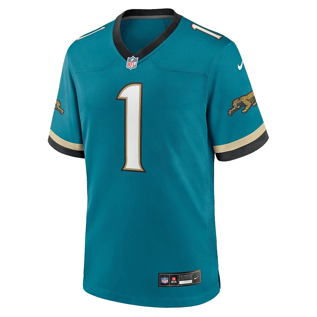 Zennovawear Men's Jacksonville Jaguars Travis Etienne Jr Teal Prowler Throwback Player Game Jersey