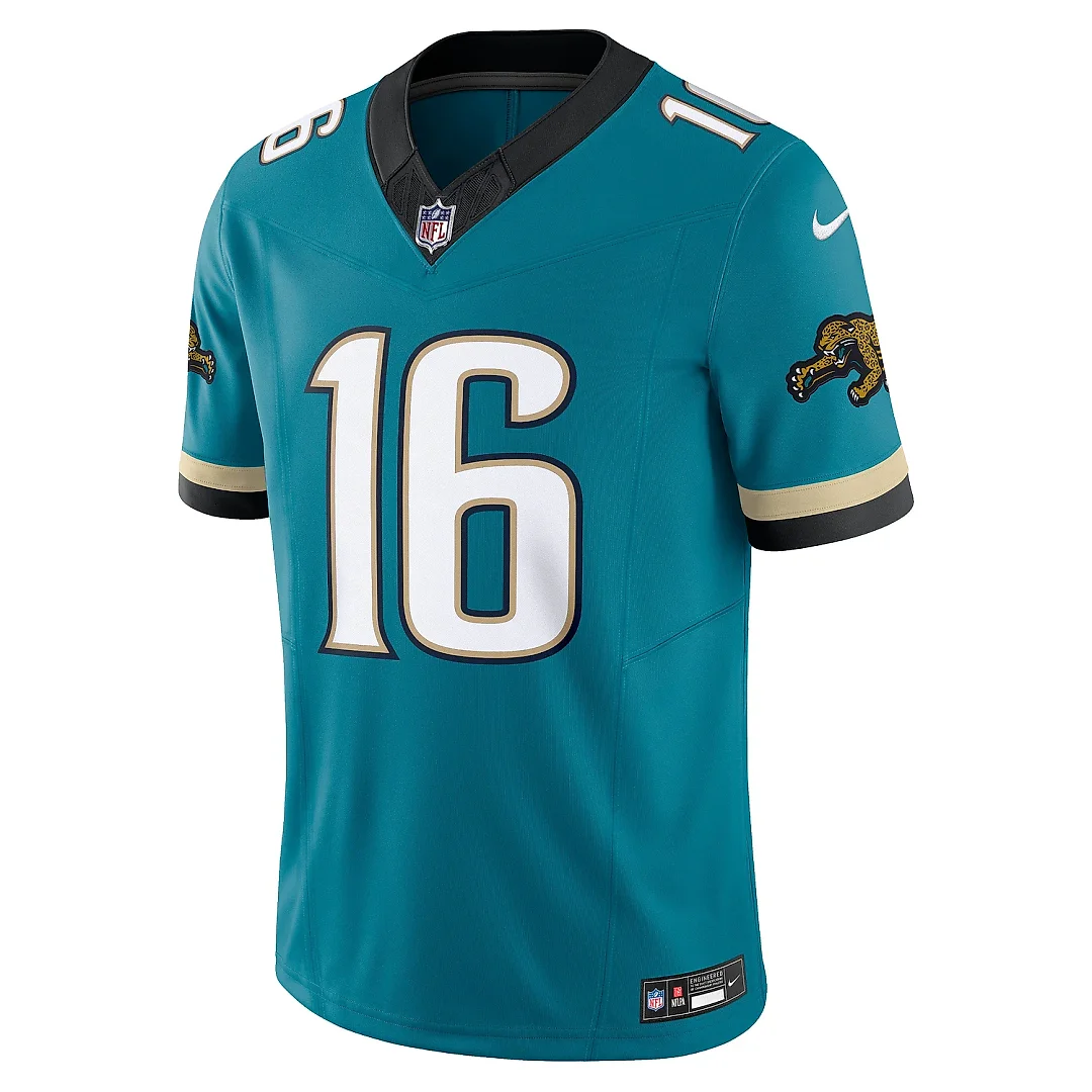 Zennovawear Men's Jacksonville Jaguars Trevor Lawrence Teal Prowler Throwback Vapor F.U.S.E. Limited Jersey