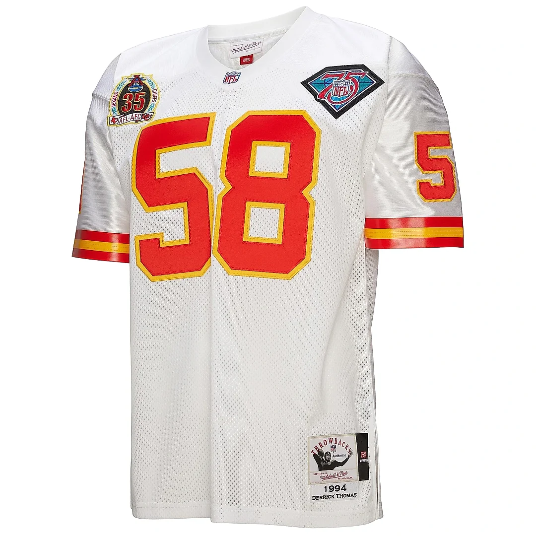 Zennovawear Men's Kansas City Chiefs 1994 Derrick Thomas Mitchell & Ness White Throwback Retired Player Jersey