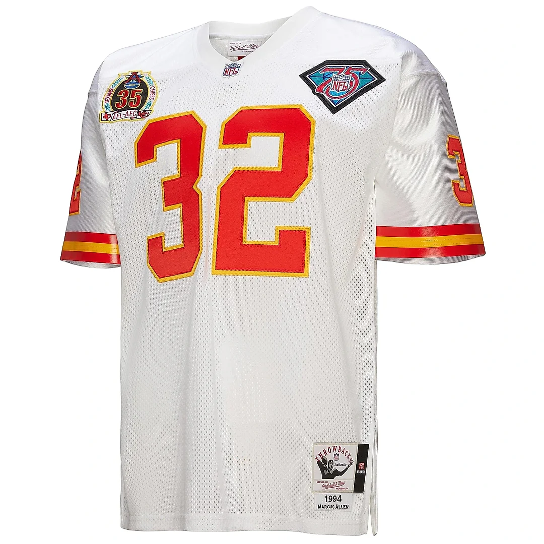 Zennovawear Men's Kansas City Chiefs 1994 Marcus Allen Mitchell & Ness White Throwback Retired Player Jersey