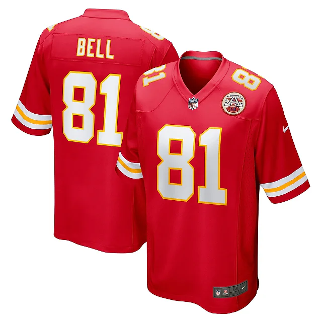 Zennovawear Men's Kansas City Chiefs Blake Bell Red Game Player Jersey