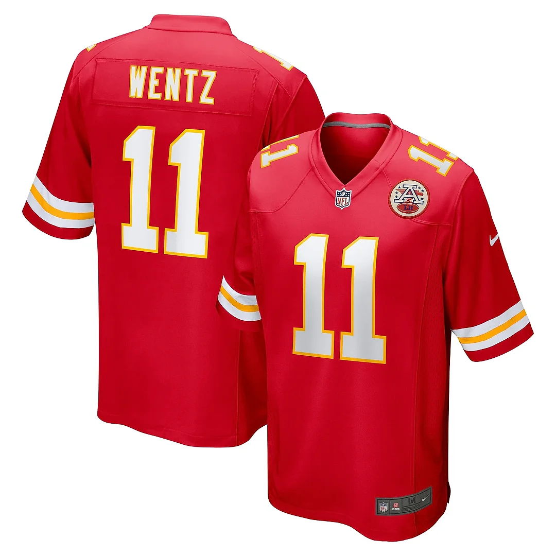 Zennovawear Men's Kansas City Chiefs Carson Wentz Red Game Jersey