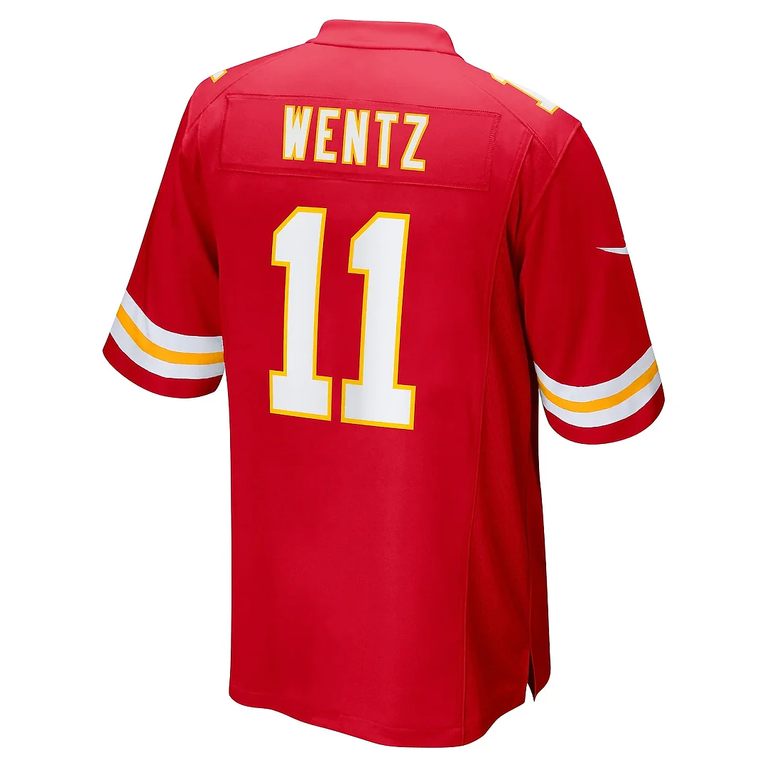 Zennovawear Men's Kansas City Chiefs Carson Wentz Red Game Jersey
