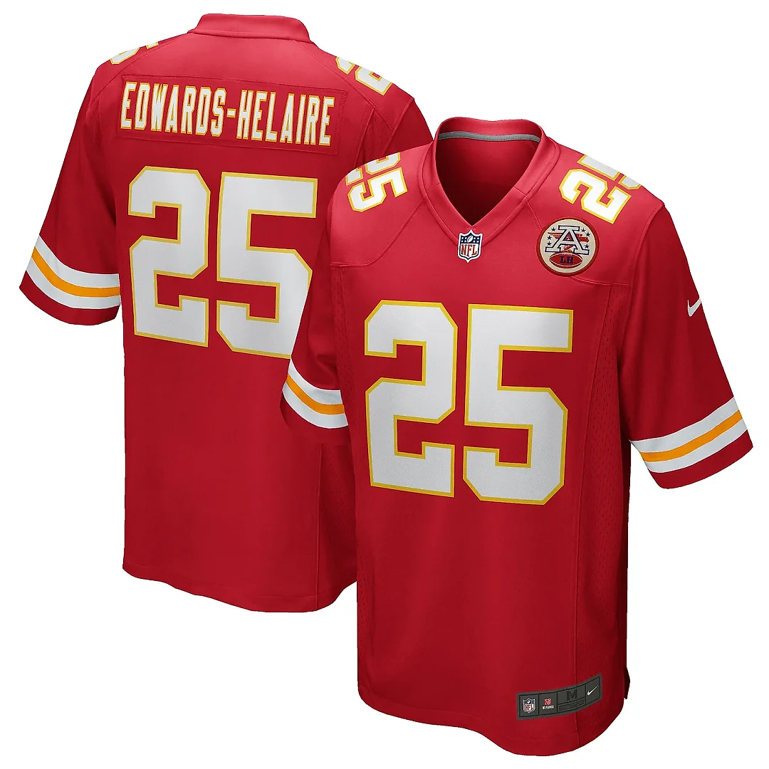 Zennovawear Men's Kansas City Chiefs Clyde Edwards-Helaire Red Player Game Jersey