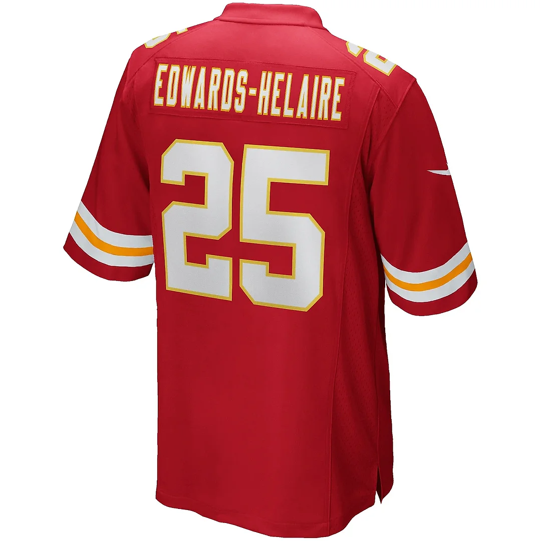 Zennovawear Men's Kansas City Chiefs Clyde Edwards-Helaire Red Player Game Jersey