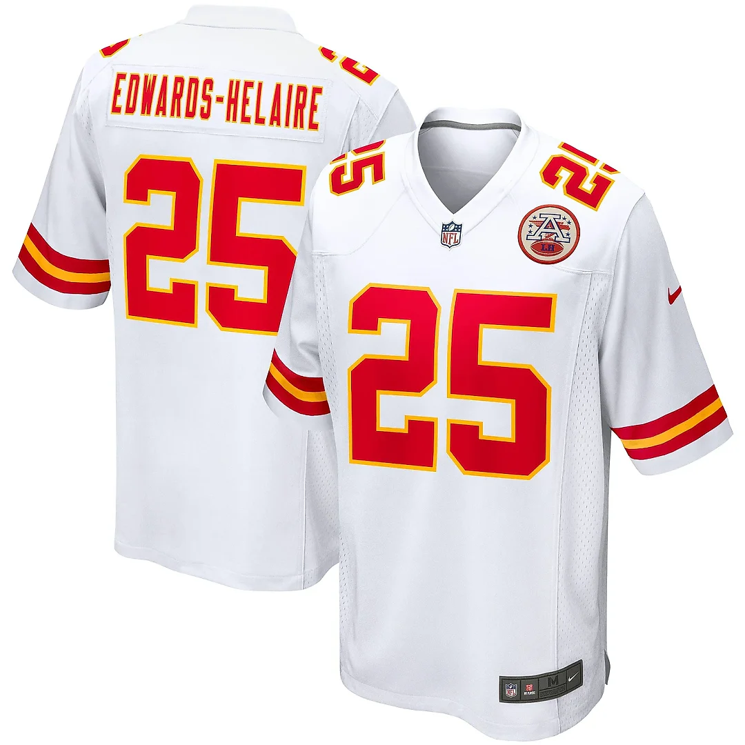 Zennovawear Men's Kansas City Chiefs Clyde Edwards-Helaire White Game Jersey