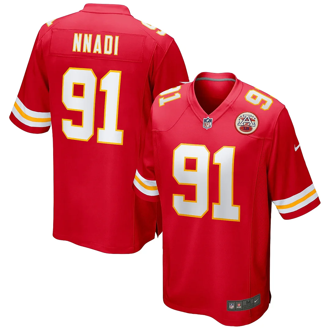 Zennovawear Men's Kansas City Chiefs Derrick Nnadi Red Game Jersey