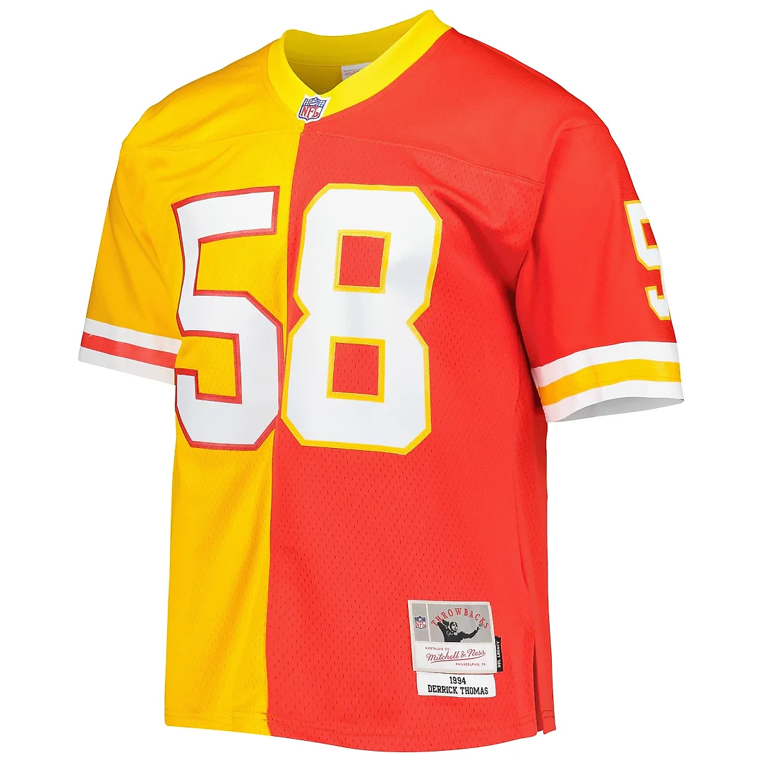 Zennovawear Men's Kansas City Chiefs Derrick Thomas Mitchell & Ness Red/Gold 1994 Split Legacy Jersey