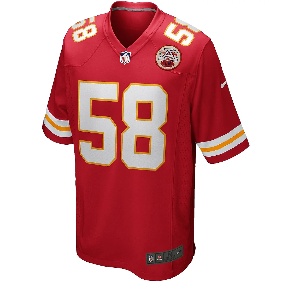 Zennovawear Men's Kansas City Chiefs Derrick Thomas Red Game Retired Player Jersey