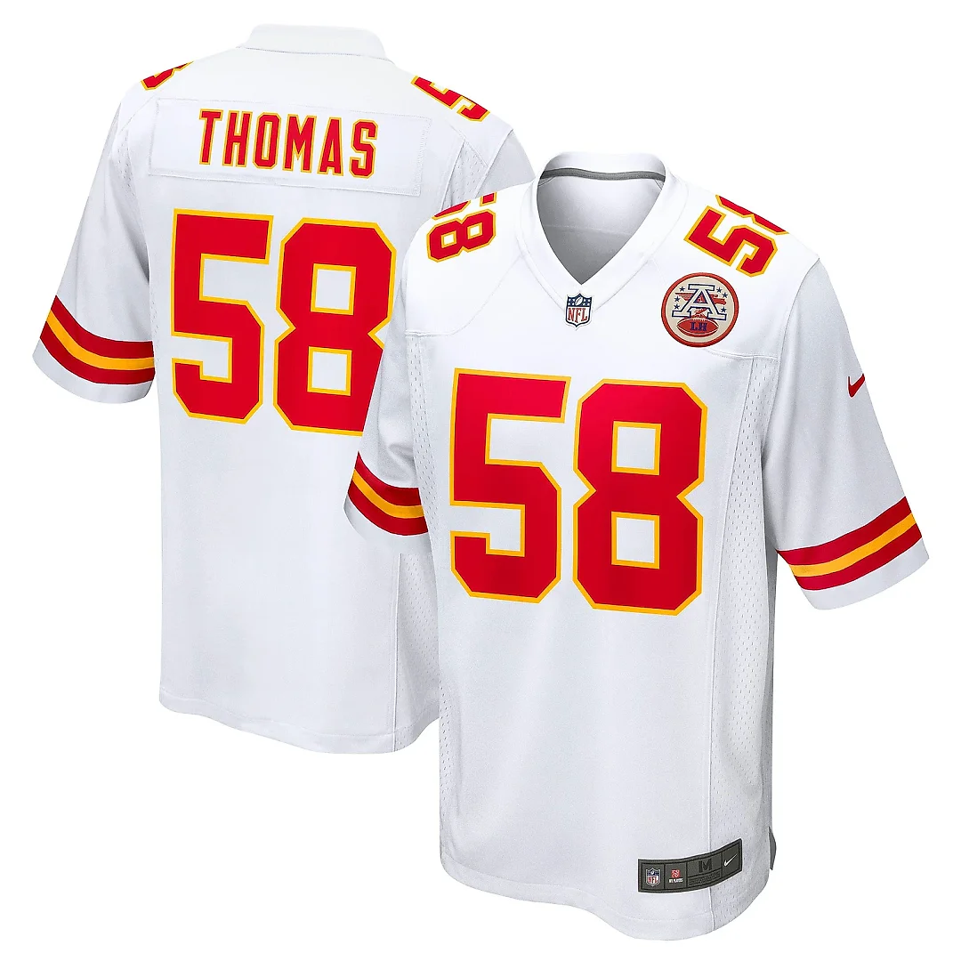 Zennovawear Men's Kansas City Chiefs Derrick Thomas White Retired Player Game Jersey