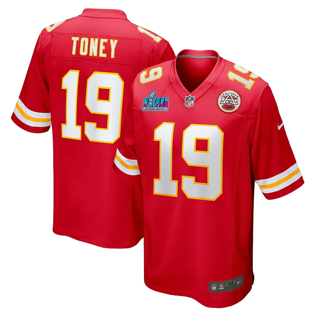 Zennovawear Men's Kansas City Chiefs Kadarius Toney Red Super Bowl LVII (2022 Season) Patch Game Jersey