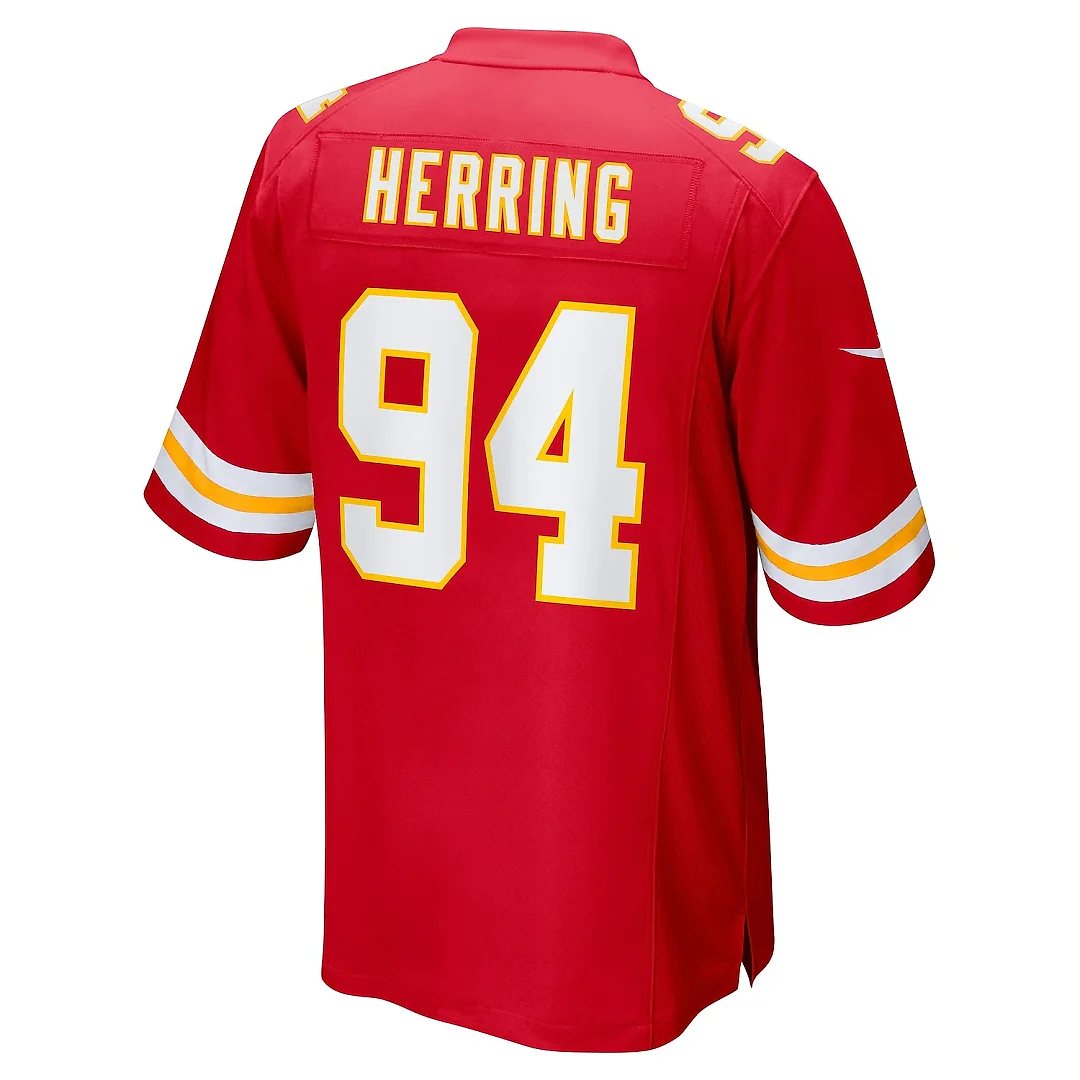 Zennovawear Men's Kansas City Chiefs Malik Herring Red Team Game Player Jersey