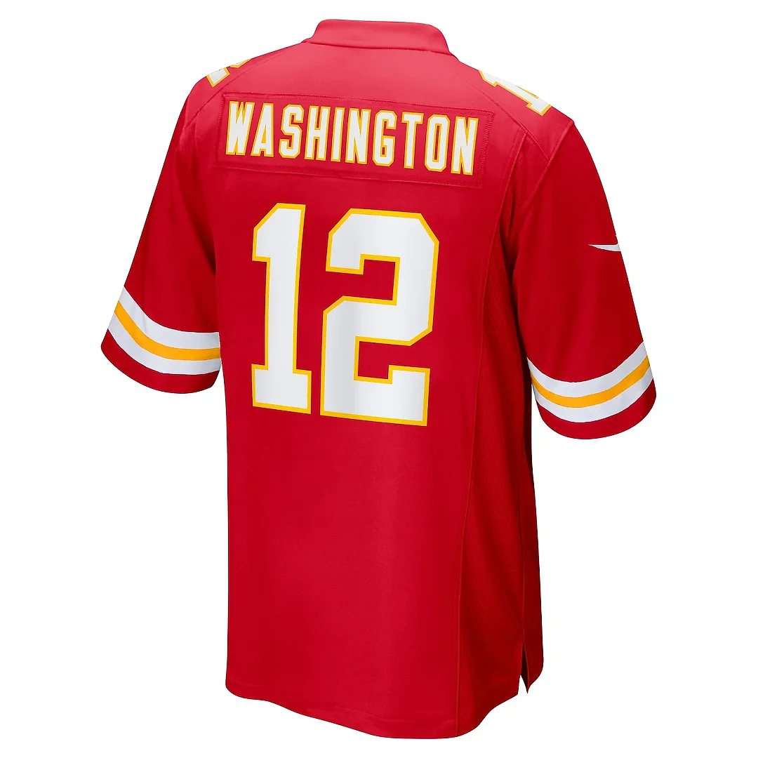 Zennovawear Men's Kansas City Chiefs Montrell Washington Red Team Game Jersey