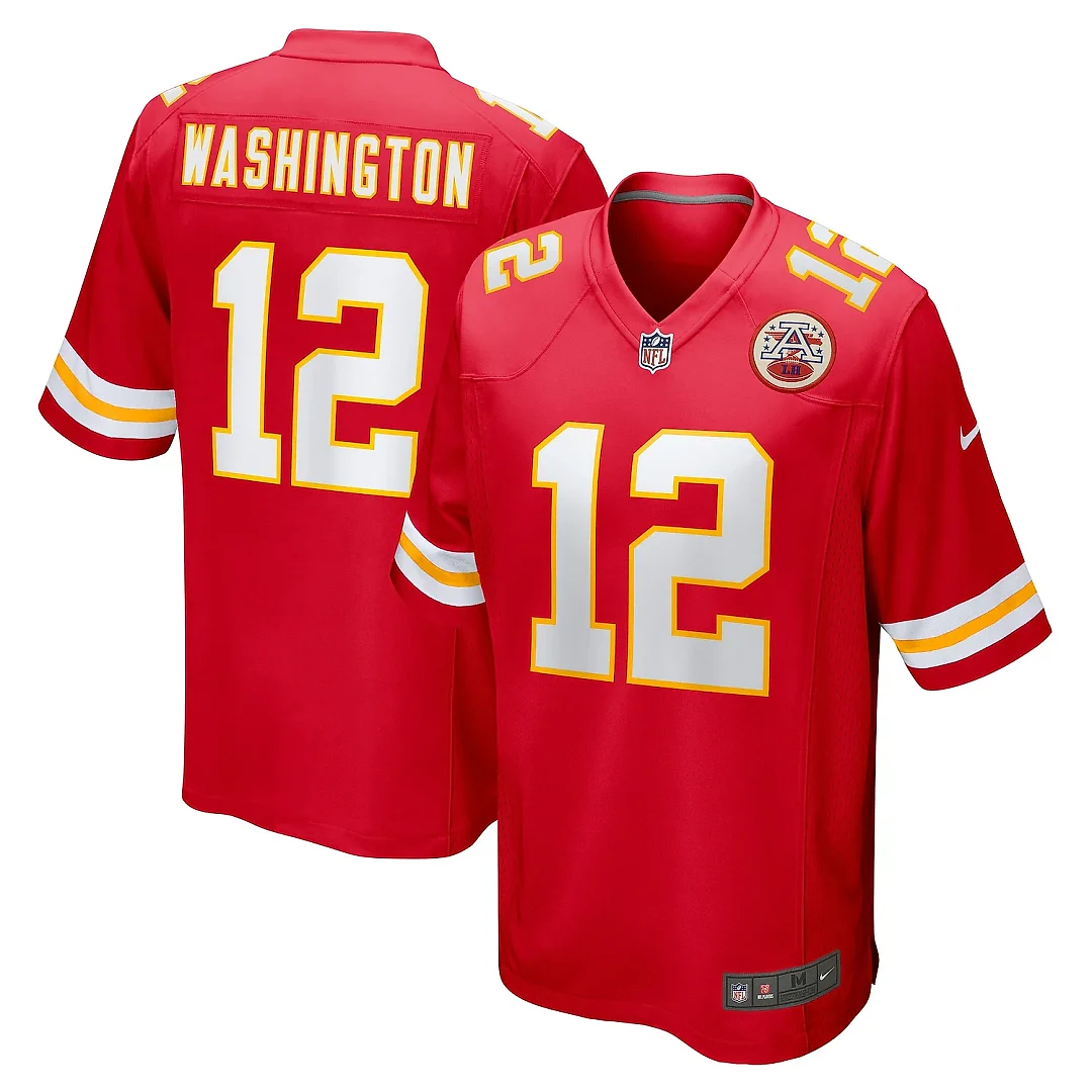 Zennovawear Men's Kansas City Chiefs Montrell Washington Red Team Game Jersey