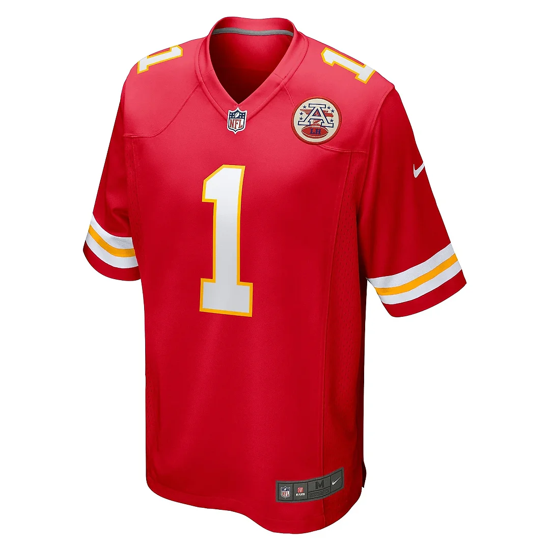 Zennovawear Men's Kansas City Chiefs Number 1 Groom Red Game Jersey