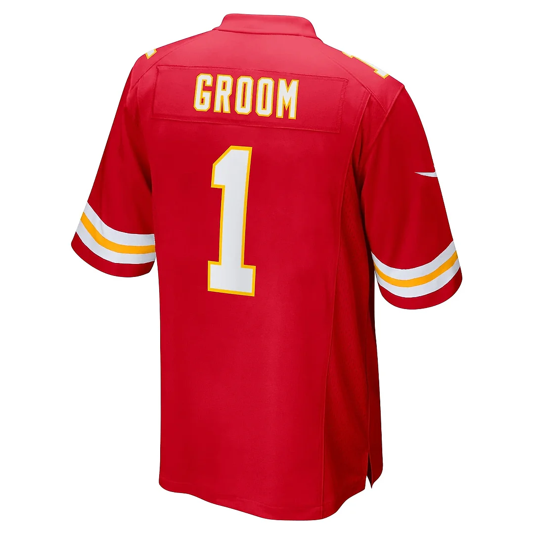 Zennovawear Men's Kansas City Chiefs Number 1 Groom Red Game Jersey