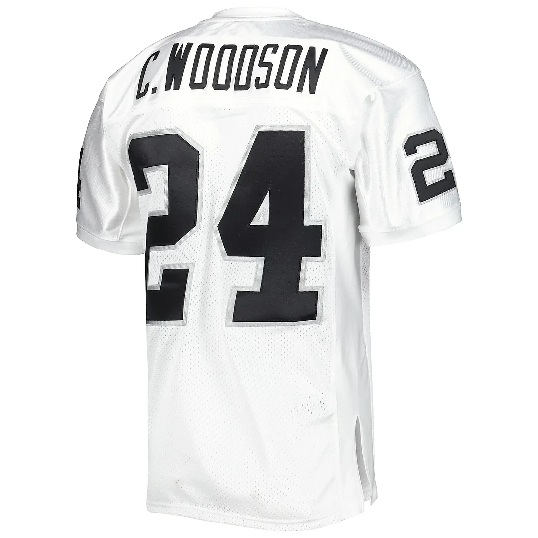 Zennovawear Men's Las Vegas Raiders 2002 Charles Woodson Mitchell & Ness White Throwback Retired Player Jersey