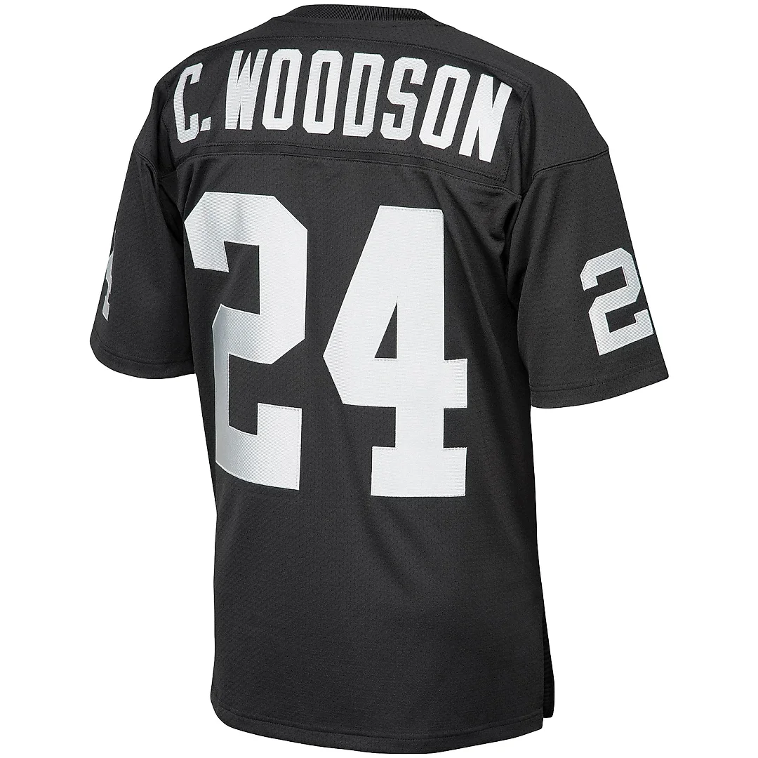 Zennovawear Men's Las Vegas Raiders 2002 Charles Woodson Mitchell & Ness Black Throwback Retired Player Jersey