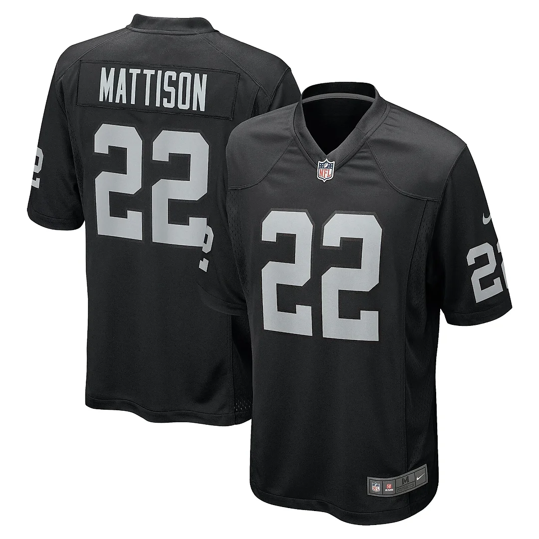 Zennovawear Men's Las Vegas Raiders Alexander Mattison Black Team Game Jersey