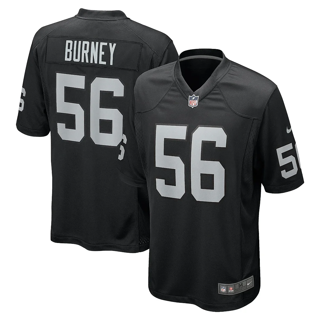 Zennovawear Men's Las Vegas Raiders Amari Burney Black Team Game Jersey