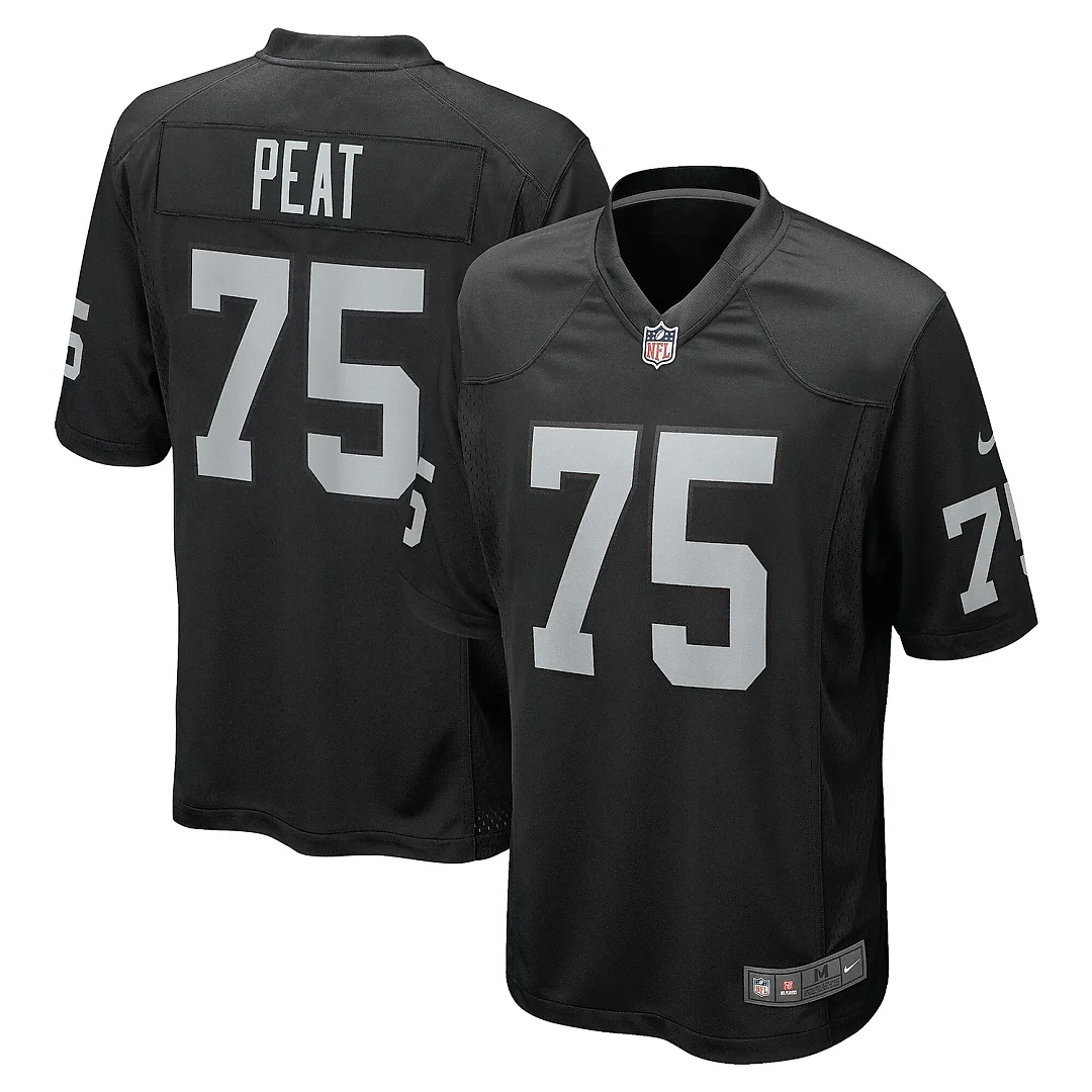 Zennovawear Men's Las Vegas Raiders Andrus Peat Black Team Game Jersey