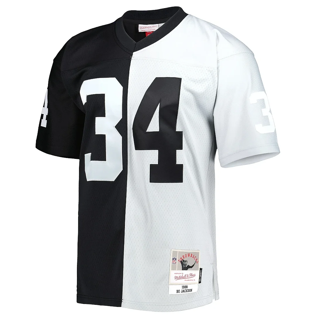 Zennovawear Men's Las Vegas Raiders Bo Jackson Mitchell & Ness Black/Silver 1988 Split Legacy Jersey
