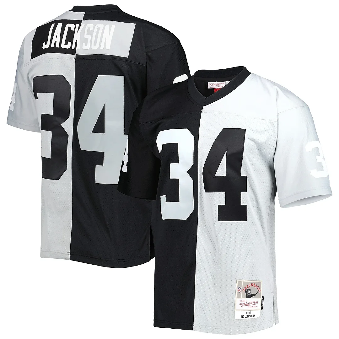 Zennovawear Men's Las Vegas Raiders Bo Jackson Mitchell & Ness Black/Silver 1988 Split Legacy Jersey